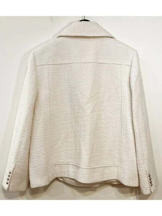 New Ann Taylor Wool Blend Tweed Peacoat Ivory Large $218 - Picture 3 of 8